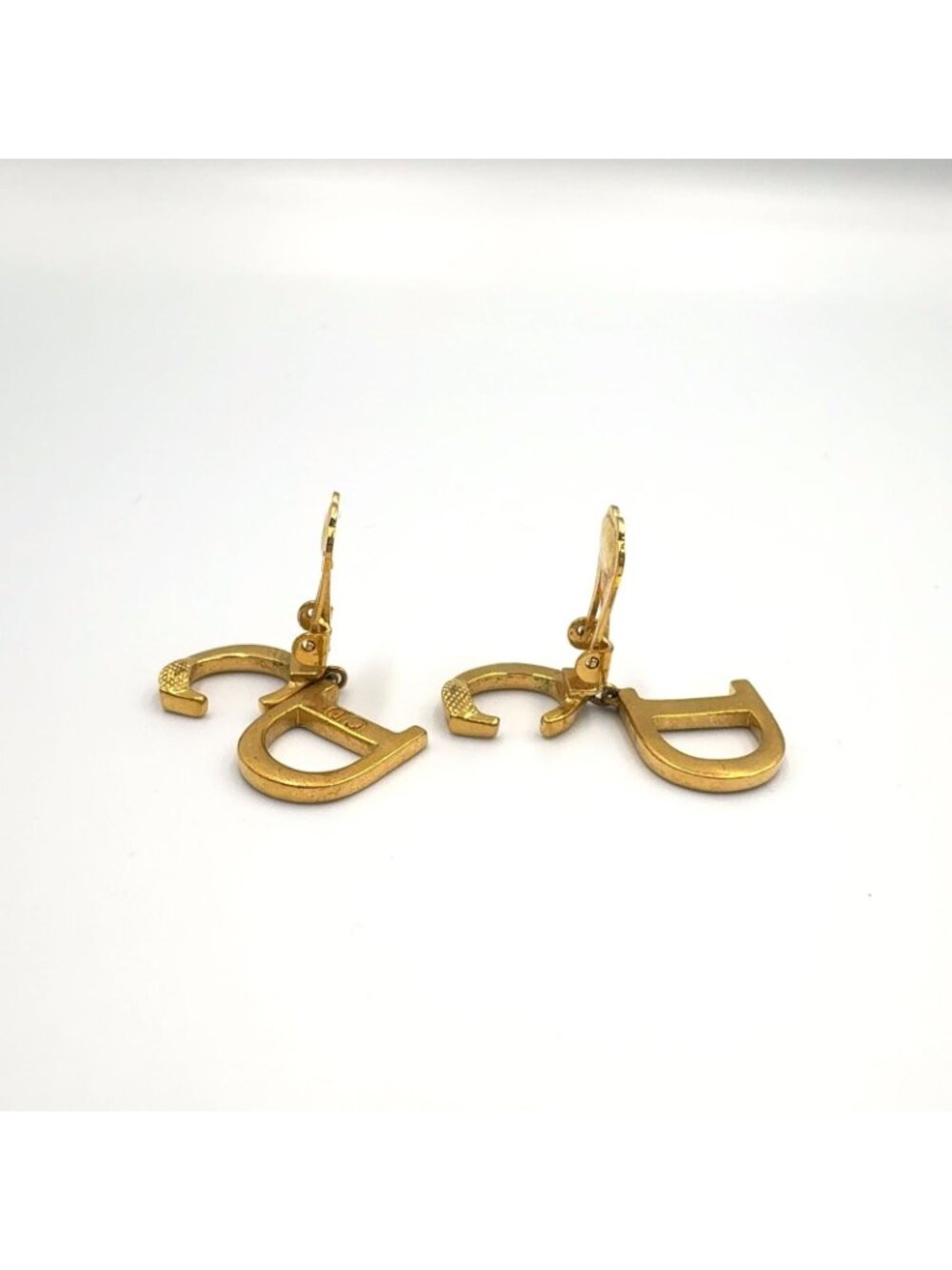 Dior CD Logo Swing Gold Plated Earrings - Picture 9 of 12
